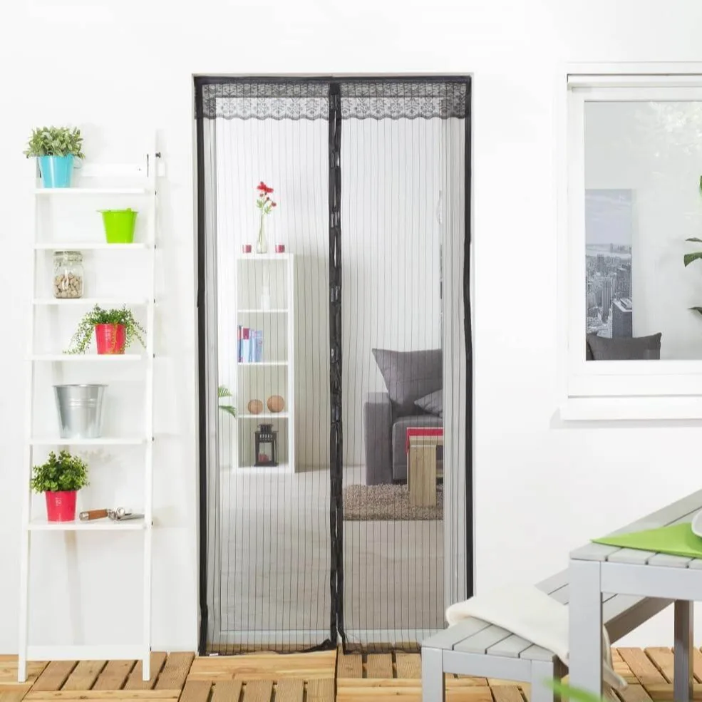 18 Magnet Soft Mesh Screen Door Magnetic Anti-Mosquito Curtain Full-Frame Velcro Mount