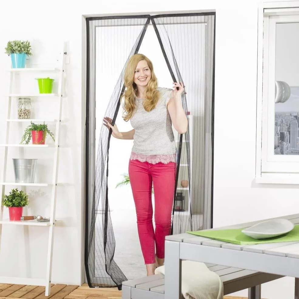18 Magnet Soft Mesh Screen Door Magnetic Anti-Mosquito Curtain Full-Frame Velcro Mount