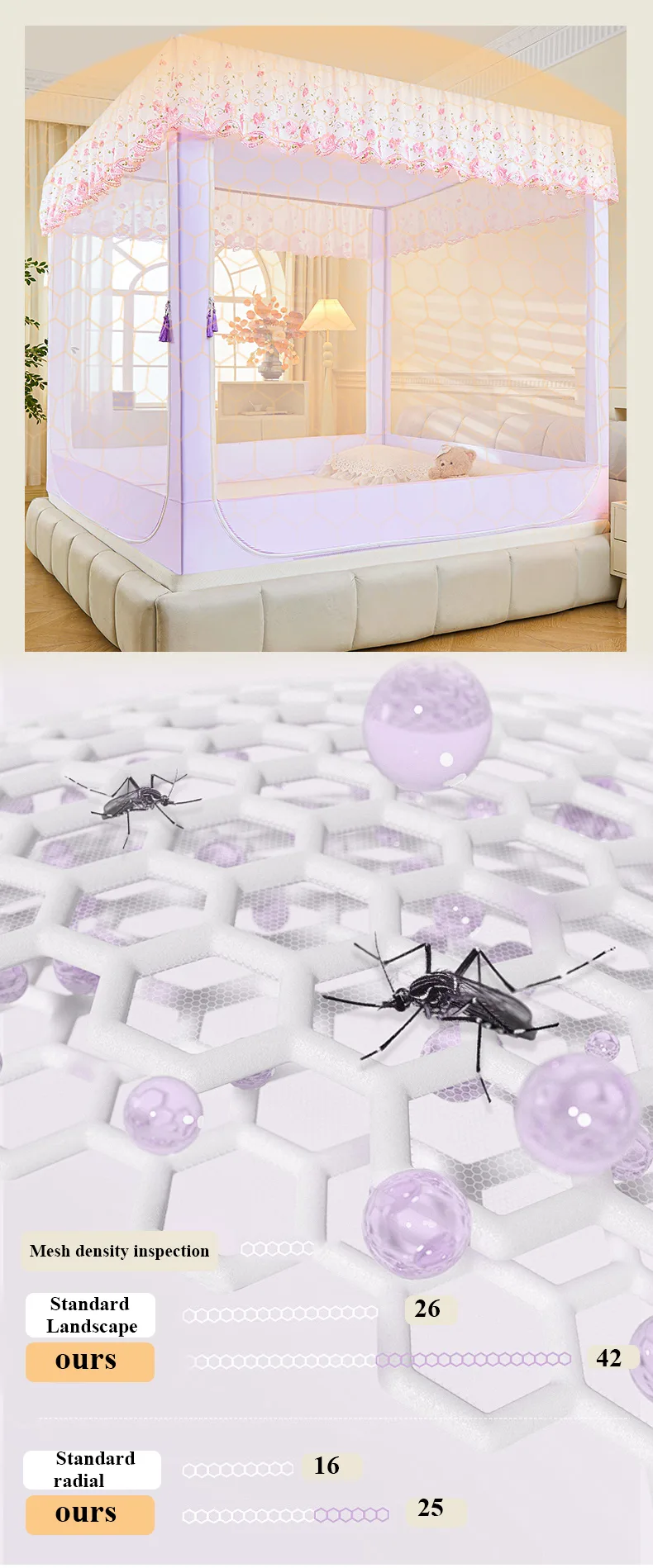 Purple Sprite Blackout Embroidered and Printed Bed Curtain Mosquito Net Purple Sprite Blackout Embroidered and Printed Bed Curtain Mosquito Net
