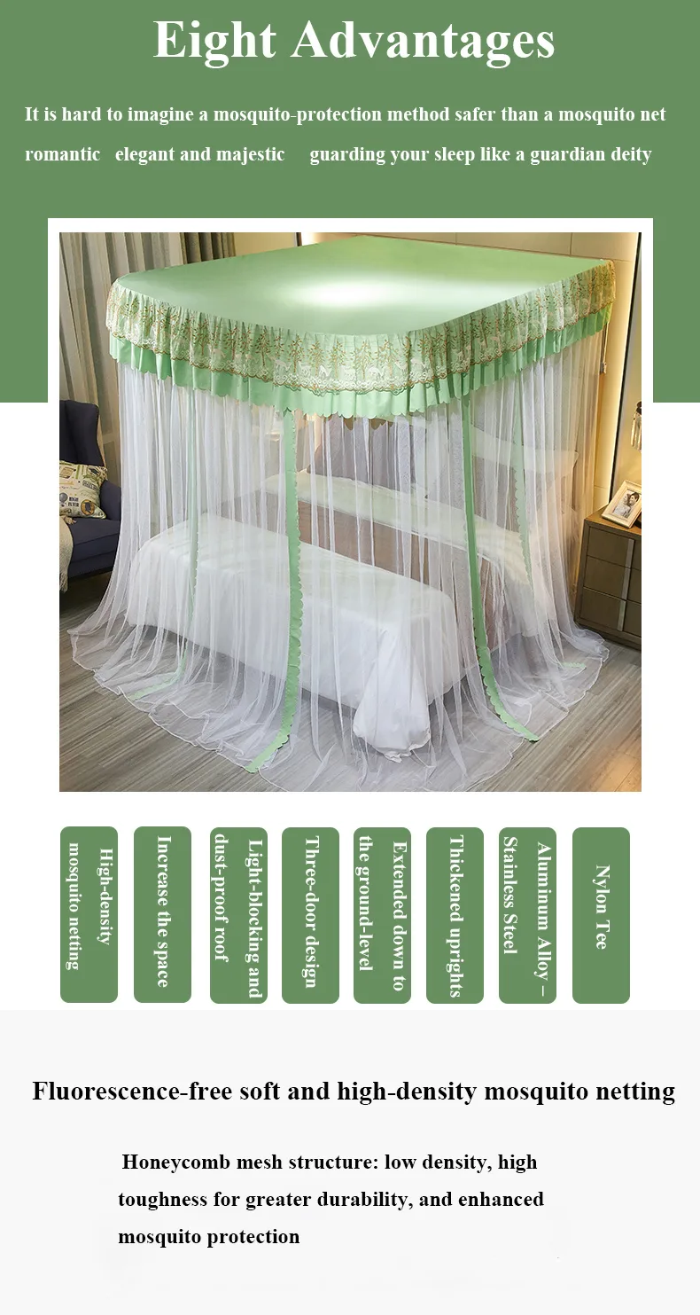 Light-blocking and dust-proof three-door mosquito net with track system Light-blocking and dust-proof three-door mosquito net with track system