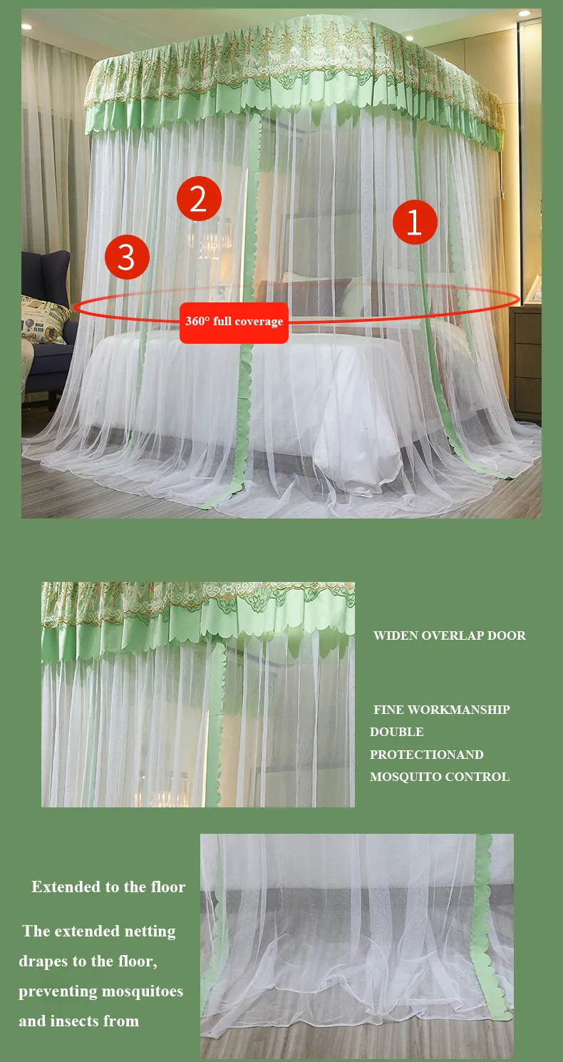 Light-blocking and dust-proof three-door mosquito net with track system Light-blocking and dust-proof three-door mosquito net with track system