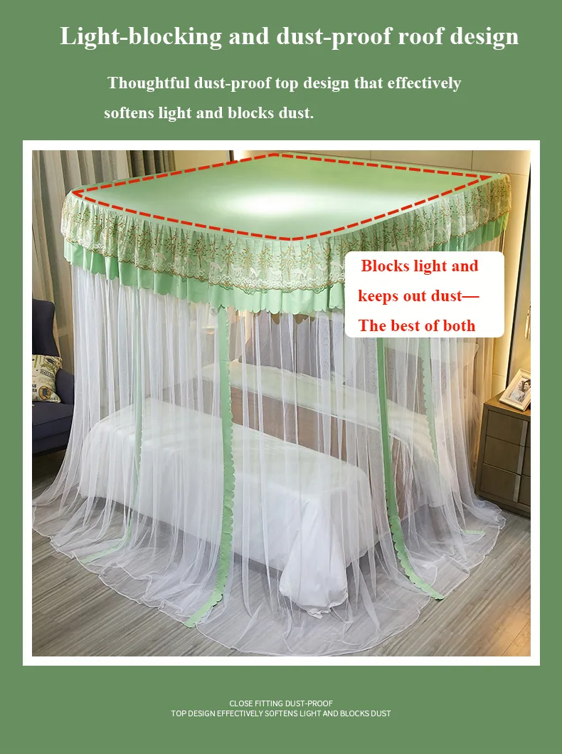 Light-blocking and dust-proof three-door mosquito net with track system Light-blocking and dust-proof three-door mosquito net with track system