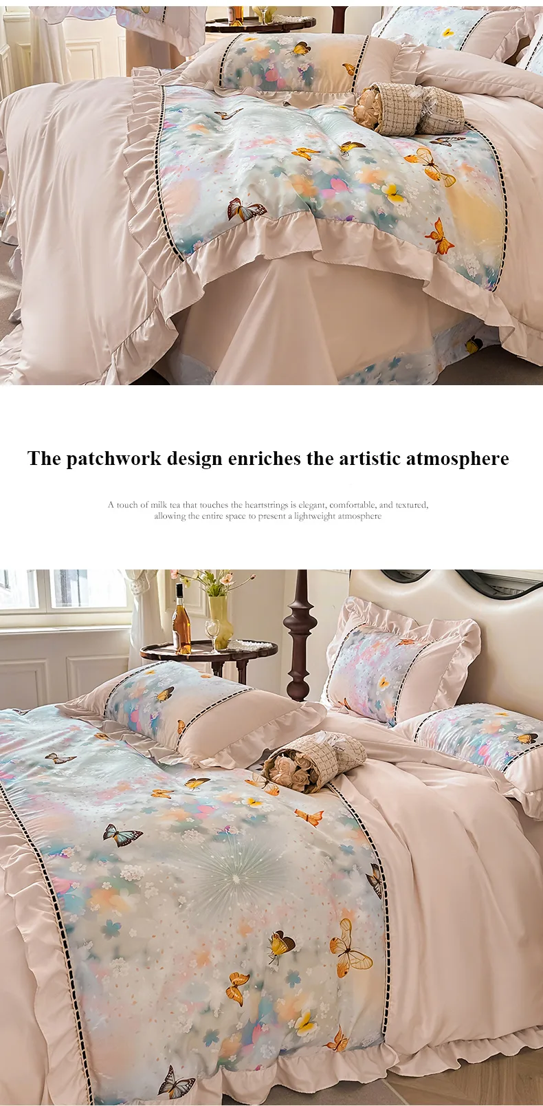 French-Style Printed Combed Cotton 4-Piece Bedding Set