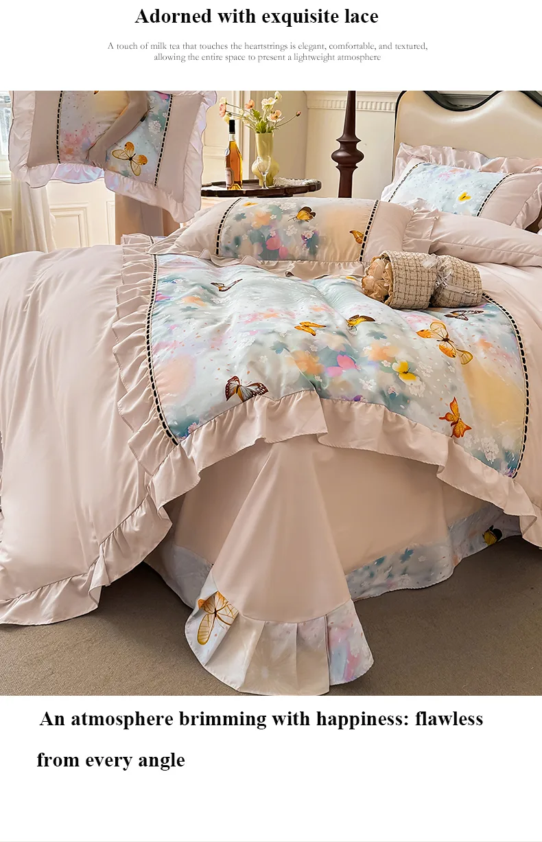 French-Style Printed Combed Cotton 4-Piece Bedding Set