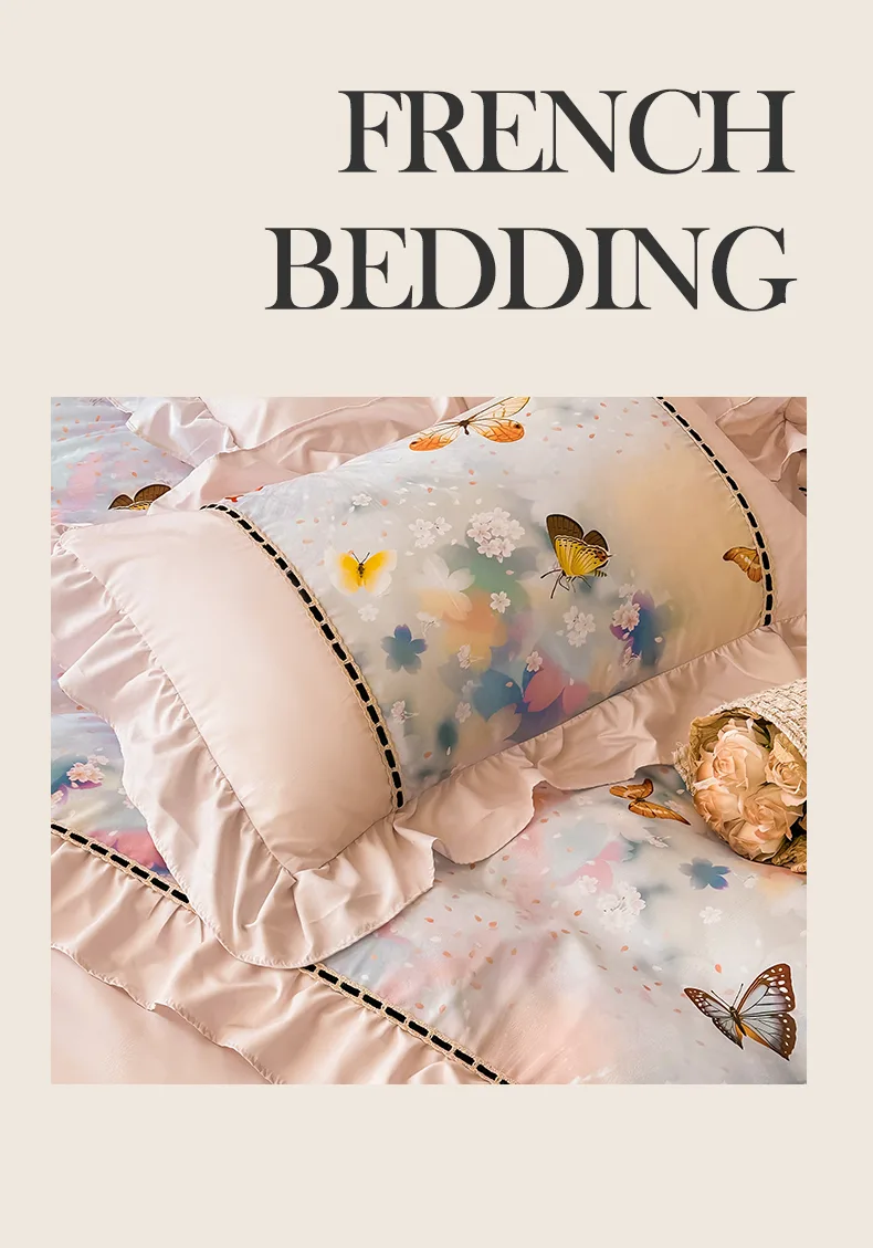 French-Style Printed Combed Cotton 4-Piece Bedding Set