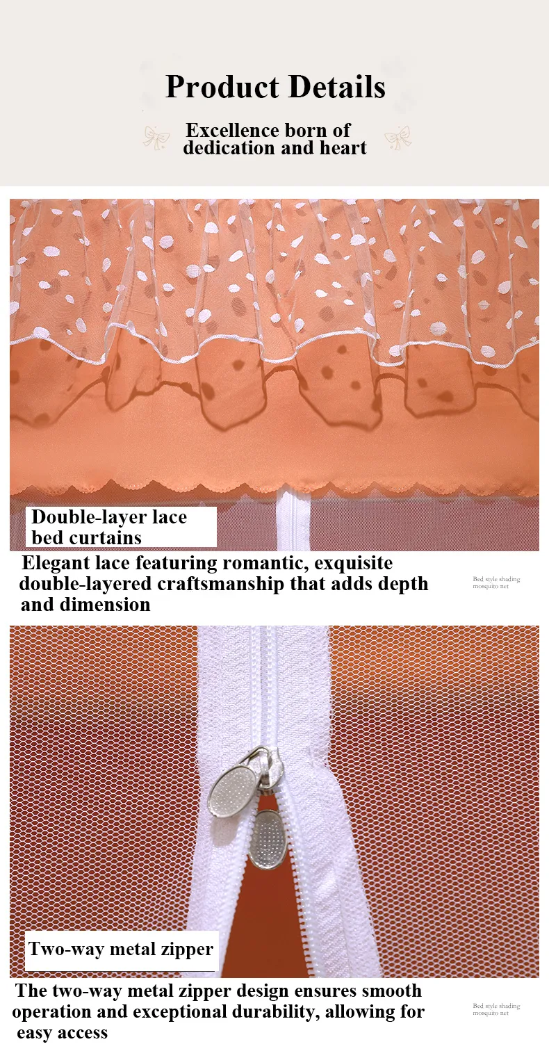 Fresh, minimalist style featuring orange bed drapes and a mosquito net