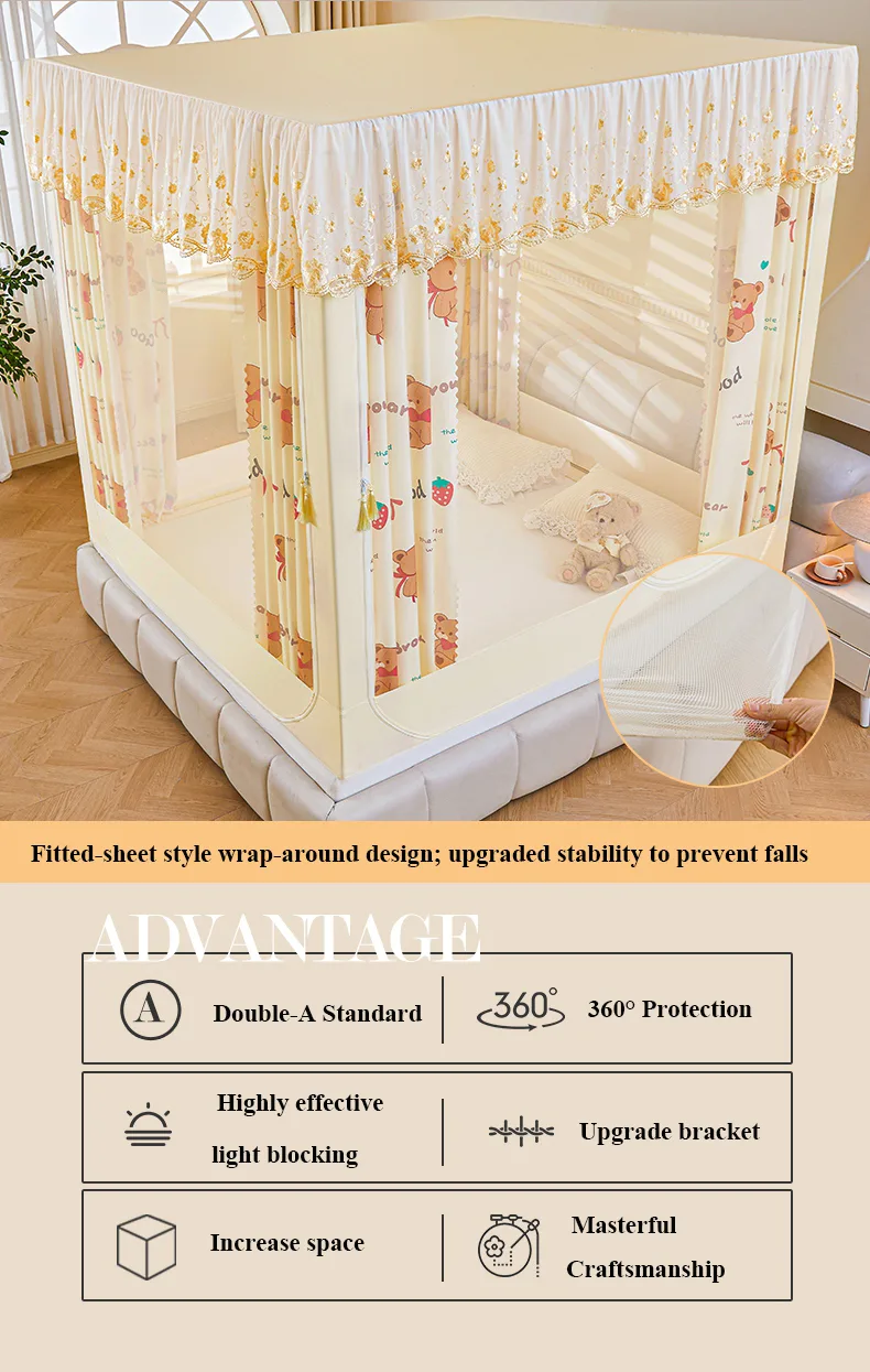 Pudding Bear Blackout Embroidered & Printed Bed Canopy/Mosquito Net Pudding Bear Blackout Embroidered & Printed Bed Canopy/Mosquito Net
