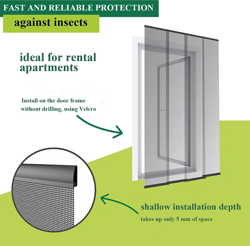 Magnetic Balcony Screen Door - Insect Protection with Velcro Strip & Strong Magnets, No Drilling, for Living Room & Patio Door