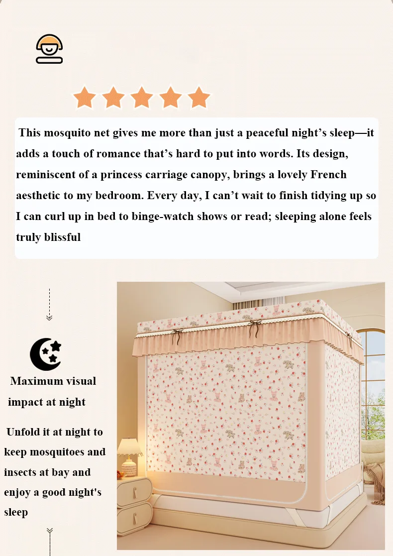 Rose Bear New Cartoon-Style Bed Curtain & Blackout Mosquito Net for Home Use Rose Bear New Cartoon-Style Bed Curtain & Blackout Mosquito Net for Home Use