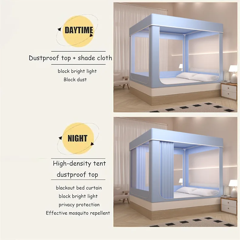 Portable Dream Bed Tent 80% Blackout with 3 Doors Breathable Private Space Sleeping Tent Portable Dream Bed Tent 80% Blackout with 3 Doors Breathable Private Space Sleeping Tent
