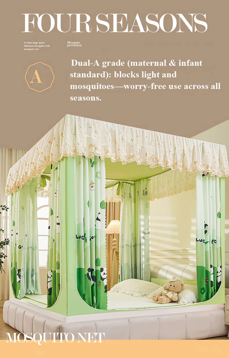 Naughty Panda Blackout Embroidered and Printed Bed Curtain Mosquito Net Naughty Panda Blackout Embroidered and Printed Bed Curtain Mosquito Net