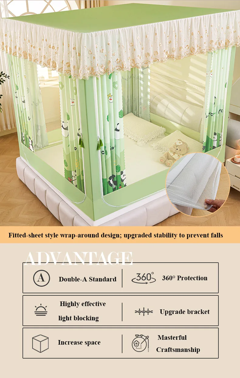 Naughty Panda Blackout Embroidered and Printed Bed Curtain Mosquito Net Naughty Panda Blackout Embroidered and Printed Bed Curtain Mosquito Net