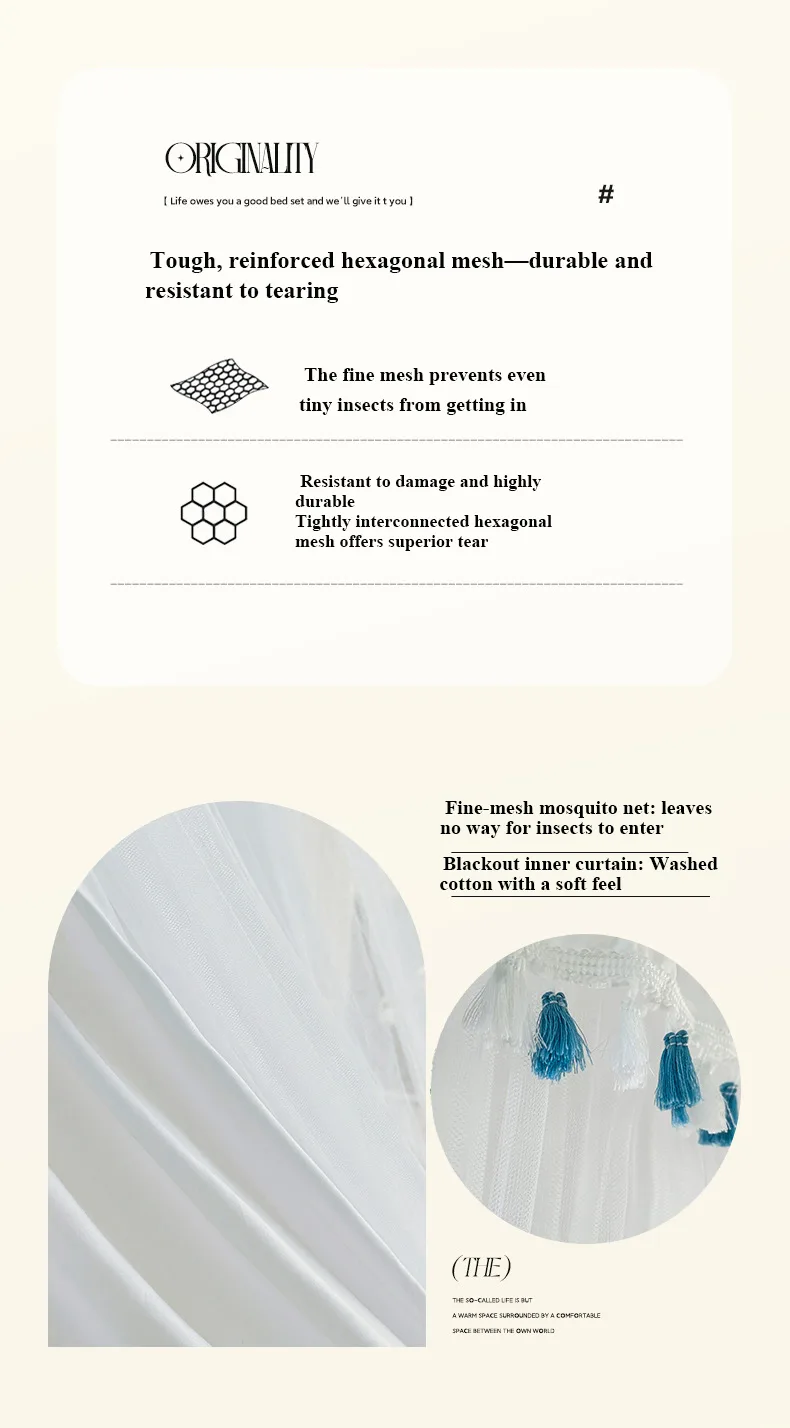 French-style romantic lace-topped, floor-length double-layer bed canopy mosquito net