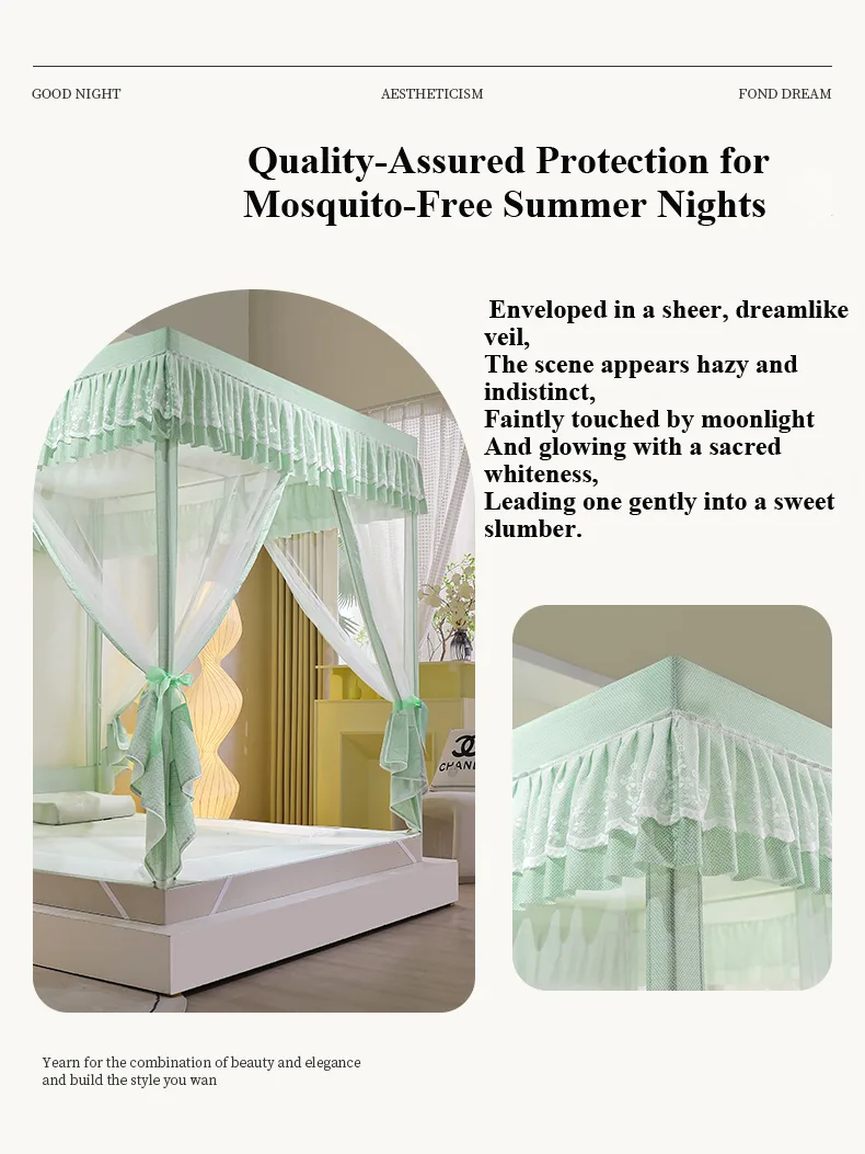 Princess-style blackout mosquito net with bed curtains Princess-style blackout mosquito net with bed curtains
