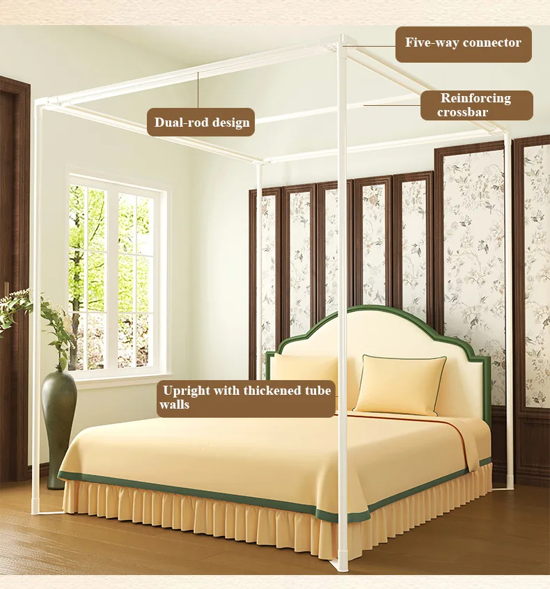 Winter plum blossoms set against the pavilion New Style Double-Layer, Double-Rod Palace-Style Floor-Length Mosquito Net with 5-Sided Light-Blocking Panels
