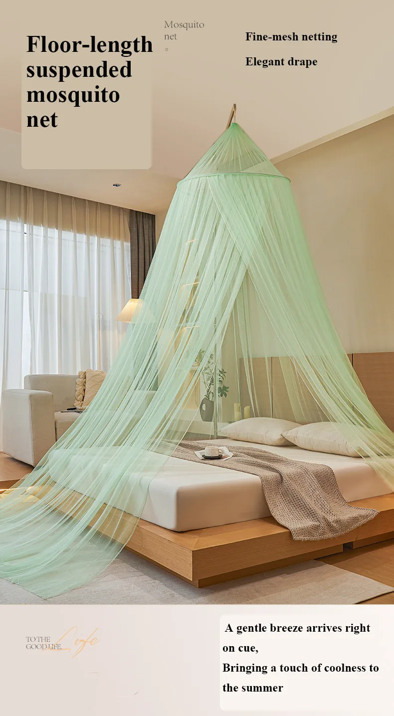 New Fresh & Airy Style Dome-Top Floor-Length Hanging Mosquito Net – Light green