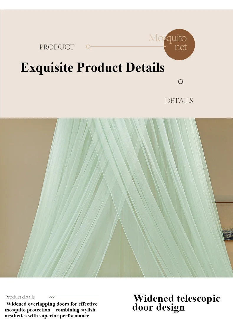 New Fresh & Airy Style Dome-Top Floor-Length Hanging Mosquito Net – Light green