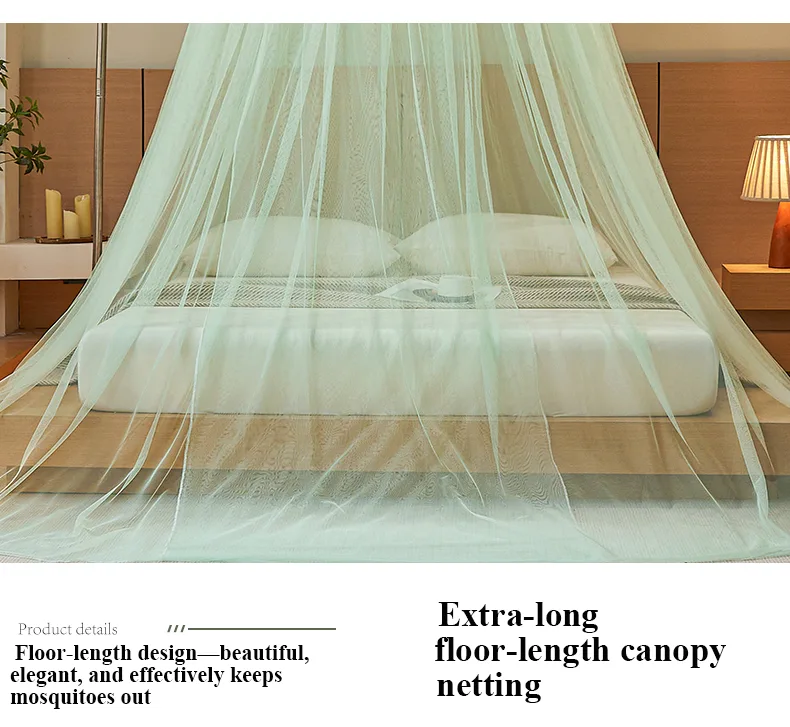 New Fresh & Airy Style Dome-Top Floor-Length Hanging Mosquito Net – Light green