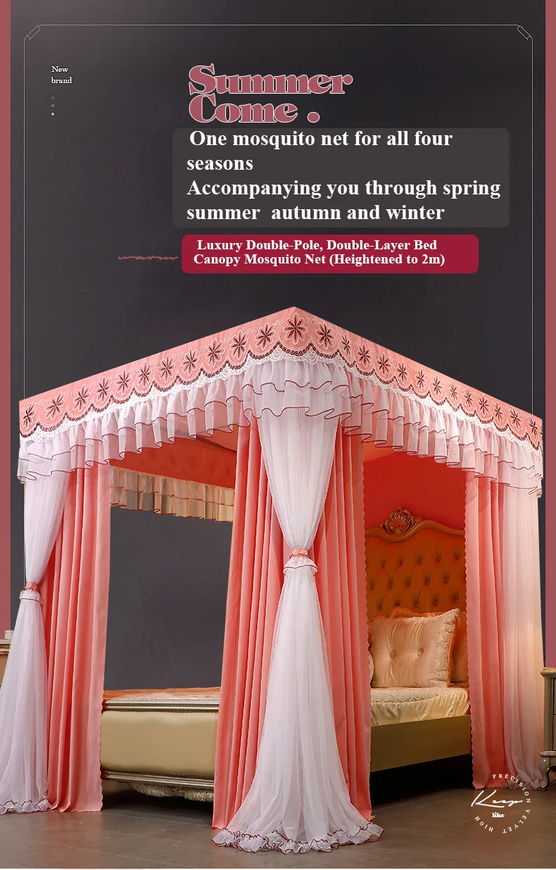 Warm Orange Jade Luxury Bed Canopy – Mosquito-Proof