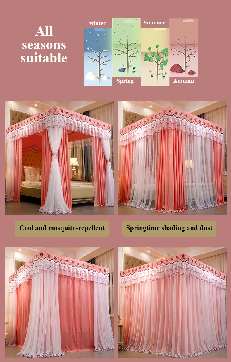 Warm Orange Jade Luxury Bed Canopy – Mosquito-Proof