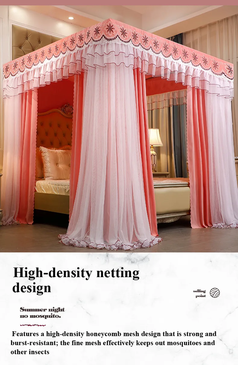 Warm Orange Jade Luxury Bed Canopy – Mosquito-Proof