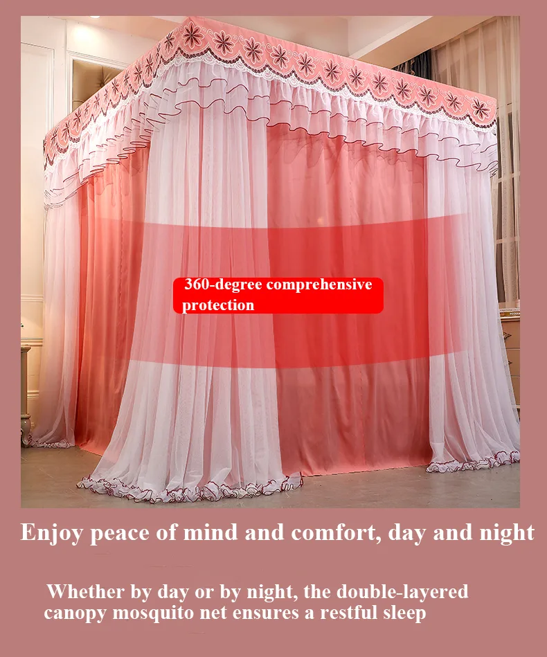 Warm Orange Jade Luxury Bed Canopy – Mosquito-Proof