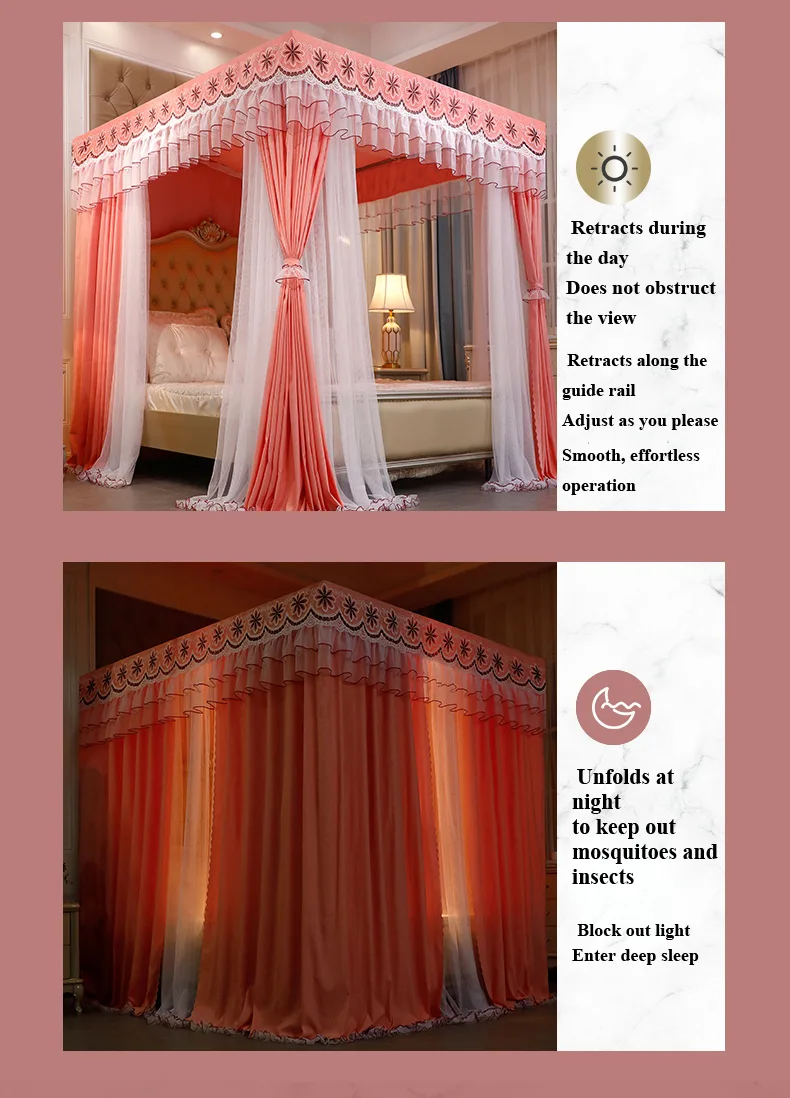 Warm Orange Jade Luxury Bed Canopy – Mosquito-Proof