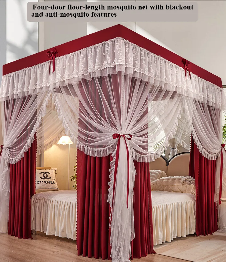 Bed Canopy Bed Canopy for Bedroom Decoration, Luxury Bed Curtains for All Seasons Girls' Princess Room Bedroom, for Single Double Beds