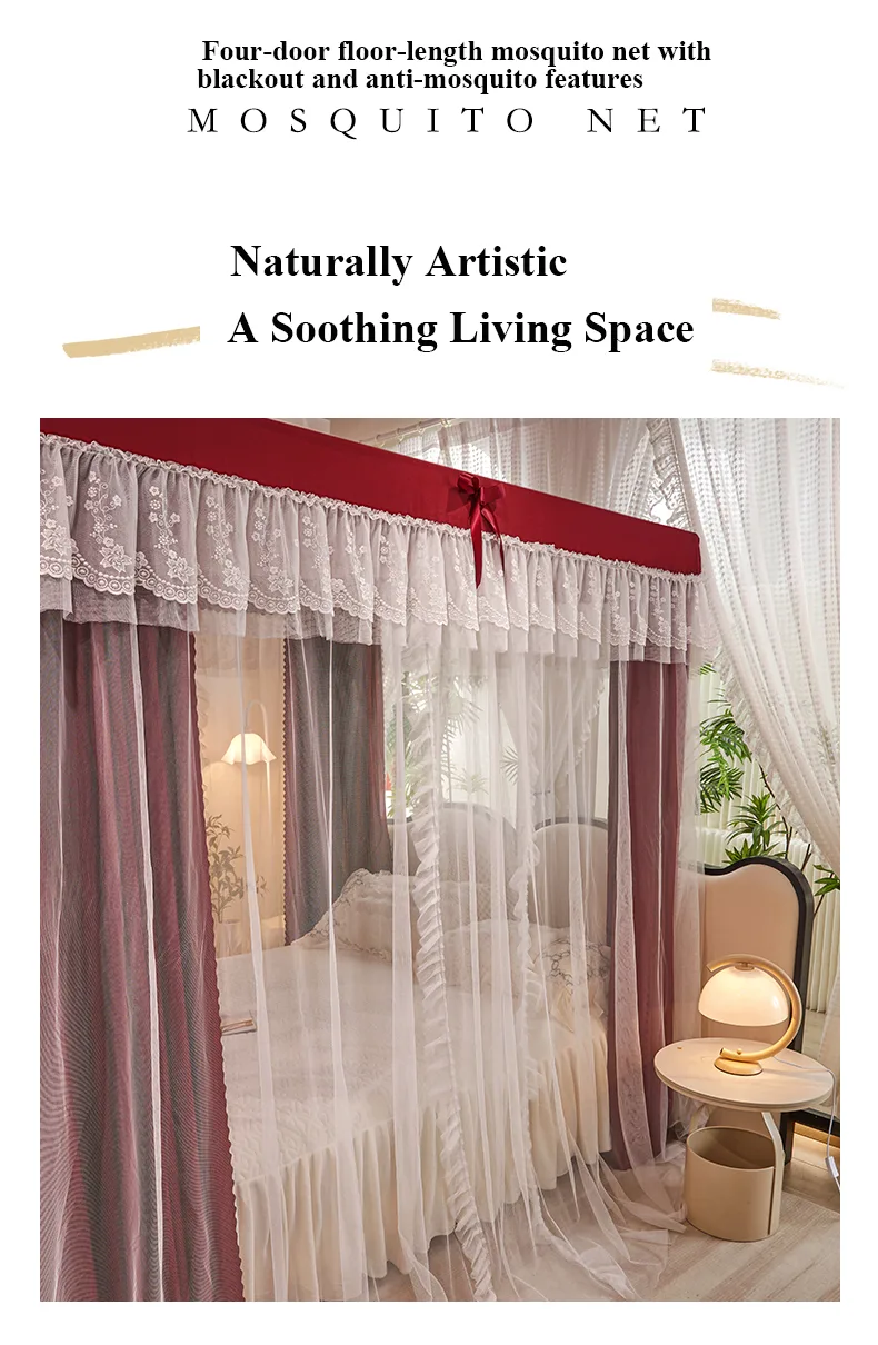 Bed Canopy Bed Canopy for Bedroom Decoration, Luxury Bed Curtains for All Seasons Girls' Princess Room Bedroom, for Single Double Beds
