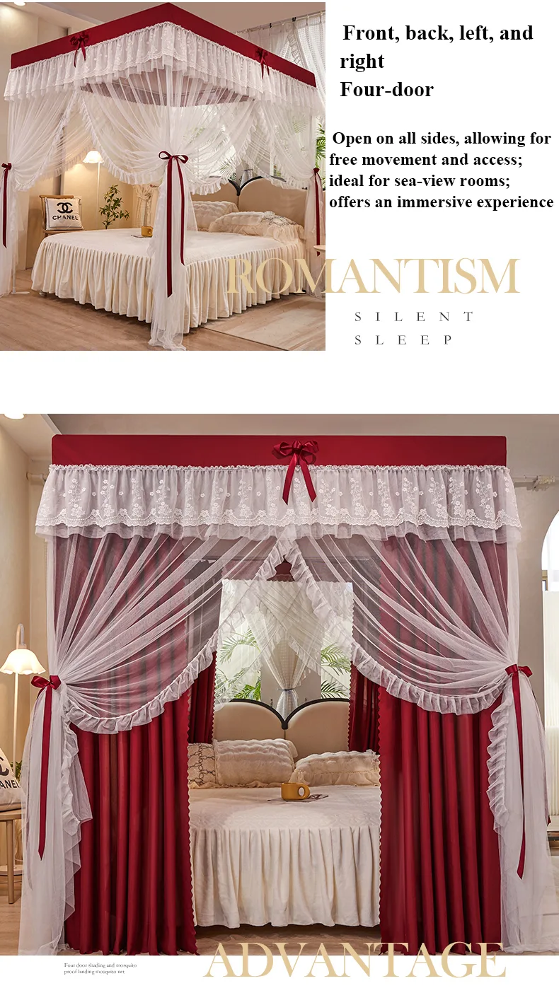 Bed Canopy Bed Canopy for Bedroom Decoration, Luxury Bed Curtains for All Seasons Girls' Princess Room Bedroom, for Single Double Beds