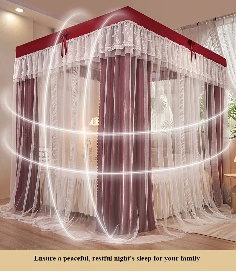 Bed Canopy Bed Canopy for Bedroom Decoration, Luxury Bed Curtains for All Seasons Girls' Princess Room Bedroom, for Single Double Beds
