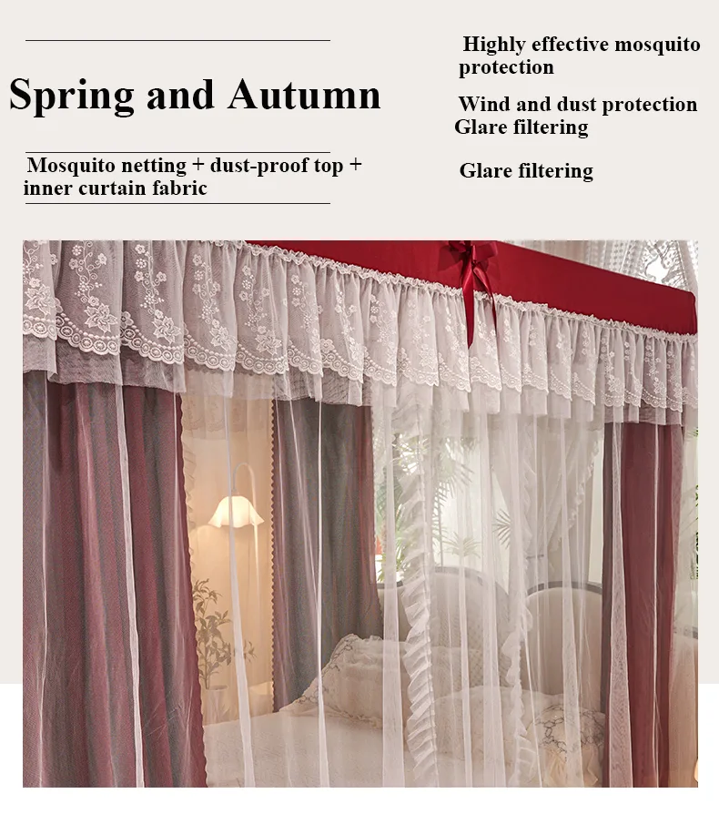 Bed Canopy Bed Canopy for Bedroom Decoration, Luxury Bed Curtains for All Seasons Girls' Princess Room Bedroom, for Single Double Beds