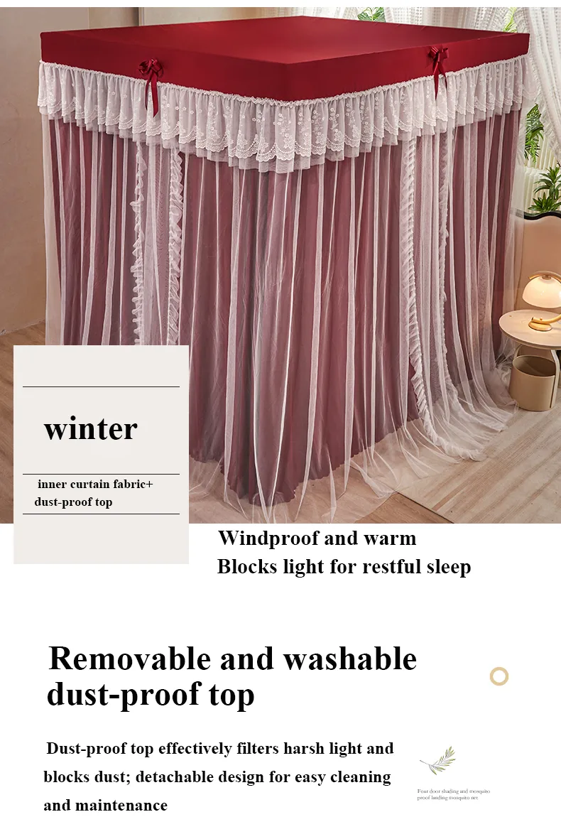 Bed Canopy Bed Canopy for Bedroom Decoration, Luxury Bed Curtains for All Seasons Girls' Princess Room Bedroom, for Single Double Beds