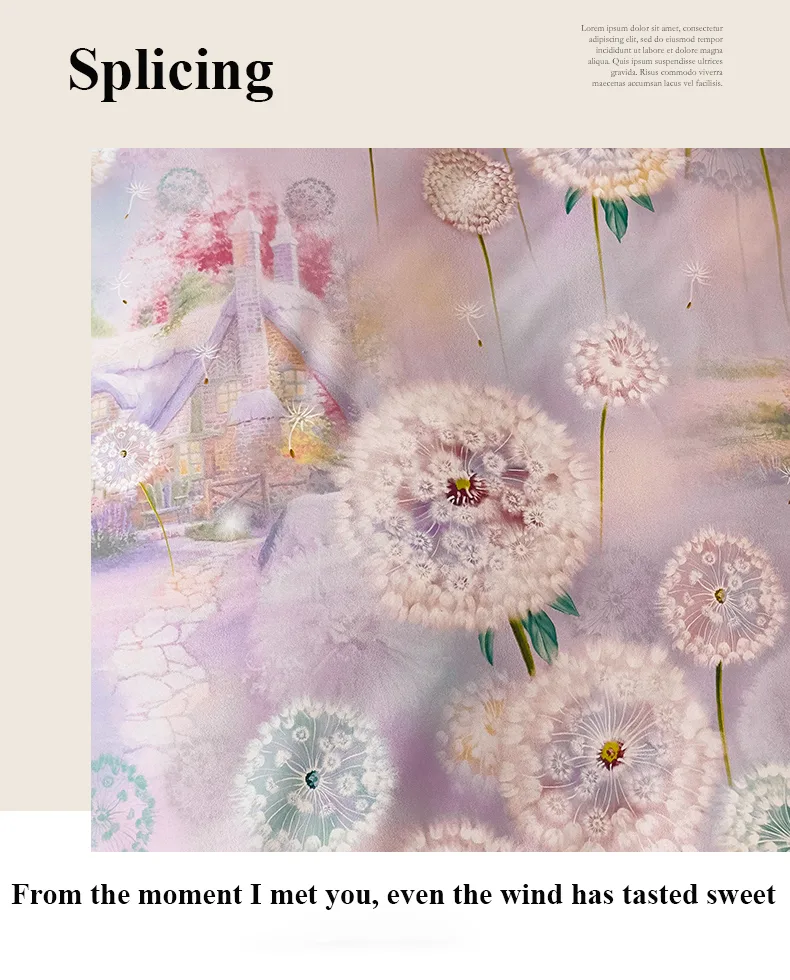 Dandelion French-Style Printed Combed Cotton 4-Piece Bedding Set