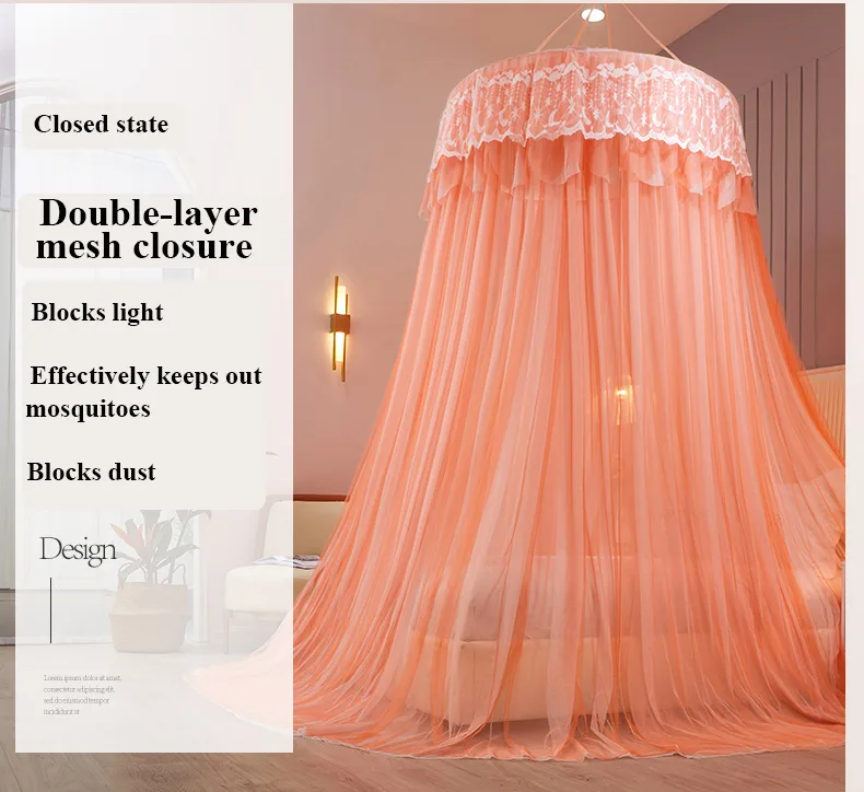 New Blackout Double-Layer Bed Canopy with Dome and Ceiling Mount