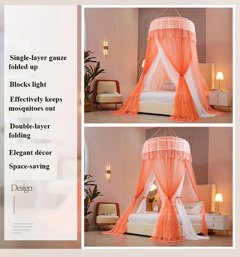 New Blackout Double-Layer Bed Canopy with Dome and Ceiling Mount