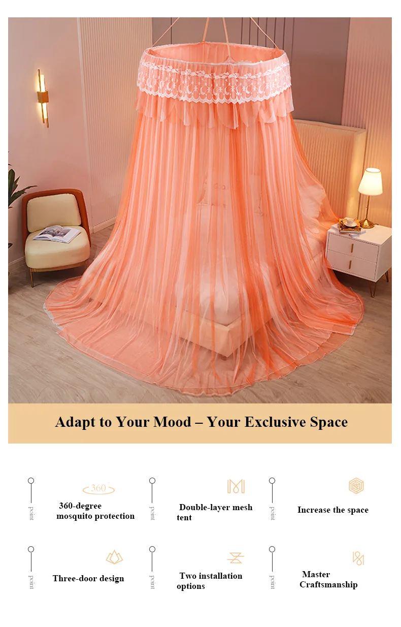 New Blackout Double-Layer Bed Canopy with Dome and Ceiling Mount