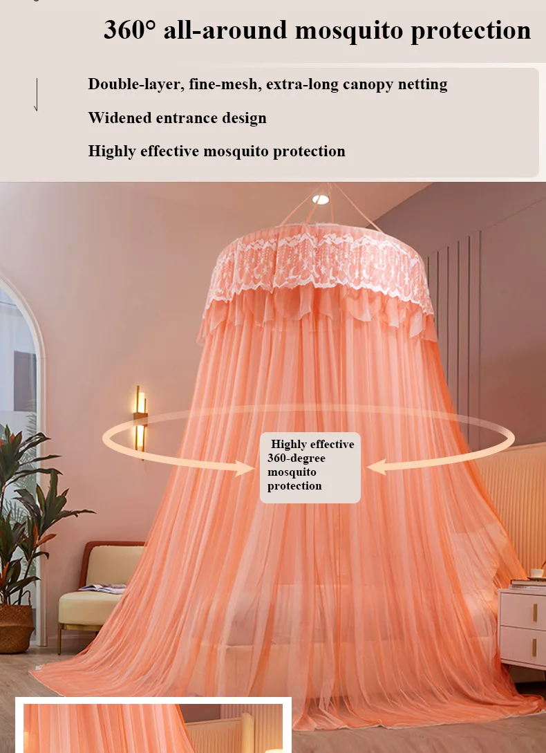 New Blackout Double-Layer Bed Canopy with Dome and Ceiling Mount