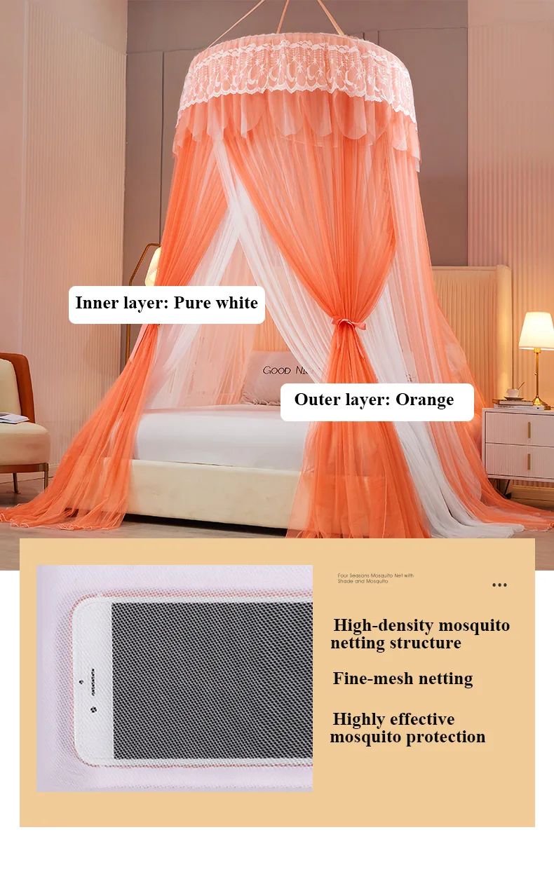 New Blackout Double-Layer Bed Canopy with Dome and Ceiling Mount