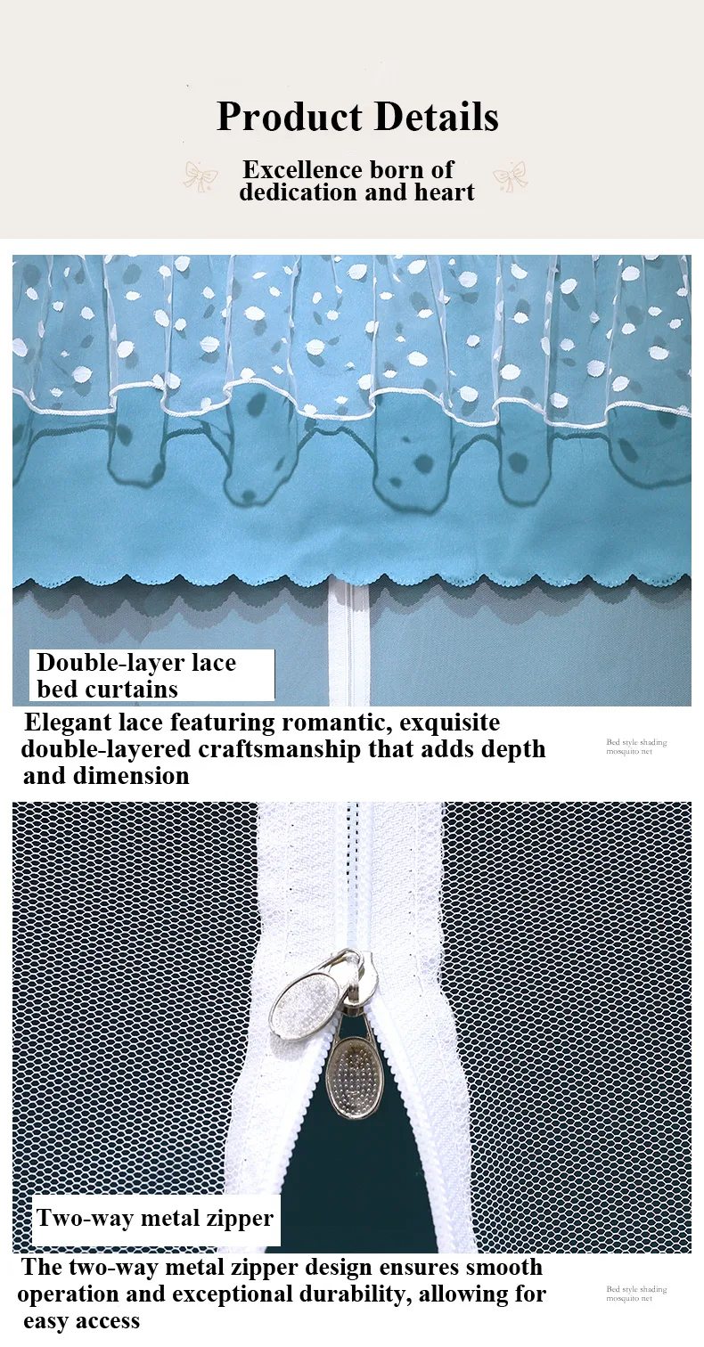 Fresh and minimalist style, featuring a light green bed canopy and mosquito net