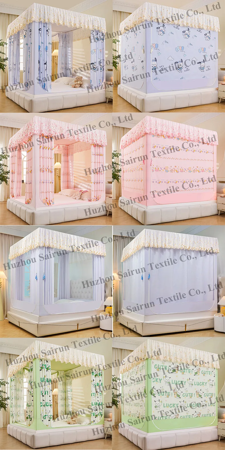 Sakura Pink Blackout Embroidered & Printed Bed Canopy/Mosquito Net Sakura Pink Blackout Embroidered & Printed Bed Canopy/Mosquito Net