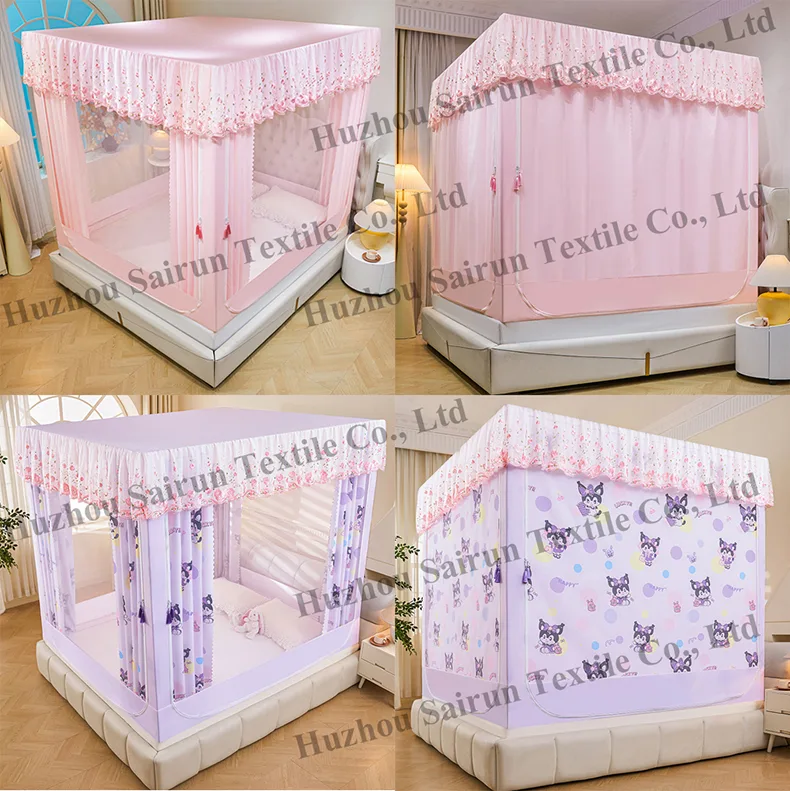 Sakura Pink Blackout Embroidered & Printed Bed Canopy/Mosquito Net Sakura Pink Blackout Embroidered & Printed Bed Canopy/Mosquito Net
