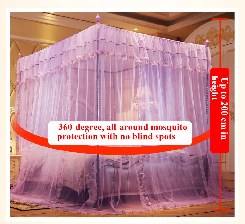 New Princess-style mosquito net with three openings, floor-standing frame, and high-density, thickened mesh New Princess-style mosquito net with three openings, floor-standing frame, and high-density, thickened mesh
