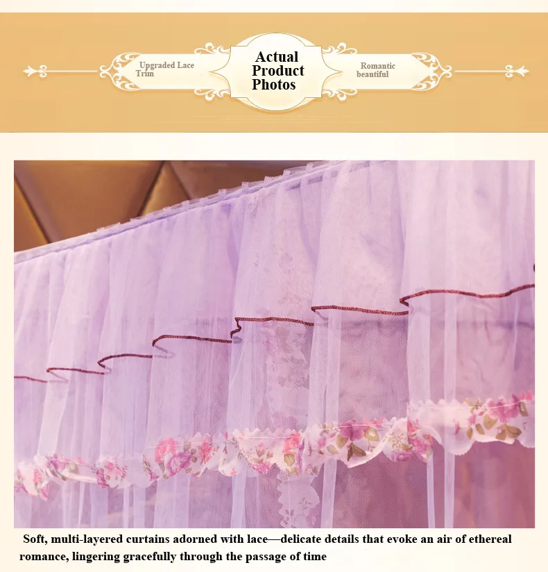 New Princess-style mosquito net with three openings, floor-standing frame, and high-density, thickened mesh New Princess-style mosquito net with three openings, floor-standing frame, and high-density, thickened mesh