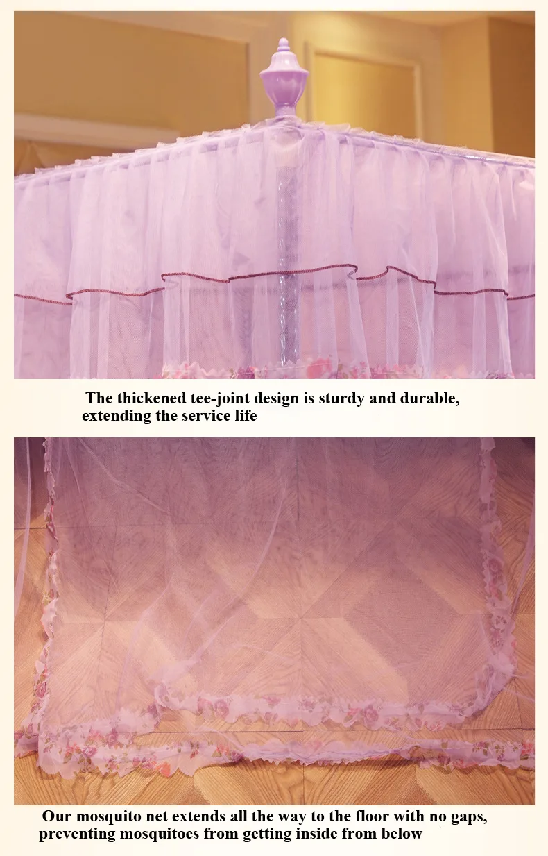 New Princess-style mosquito net with three openings, floor-standing frame, and high-density, thickened mesh New Princess-style mosquito net with three openings, floor-standing frame, and high-density, thickened mesh