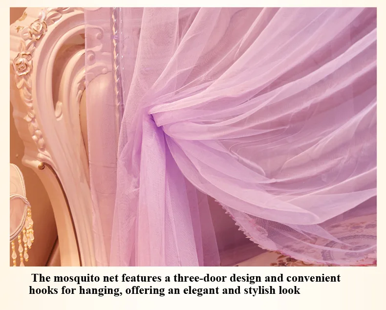 New Princess-style mosquito net with three openings, floor-standing frame, and high-density, thickened mesh New Princess-style mosquito net with three openings, floor-standing frame, and high-density, thickened mesh