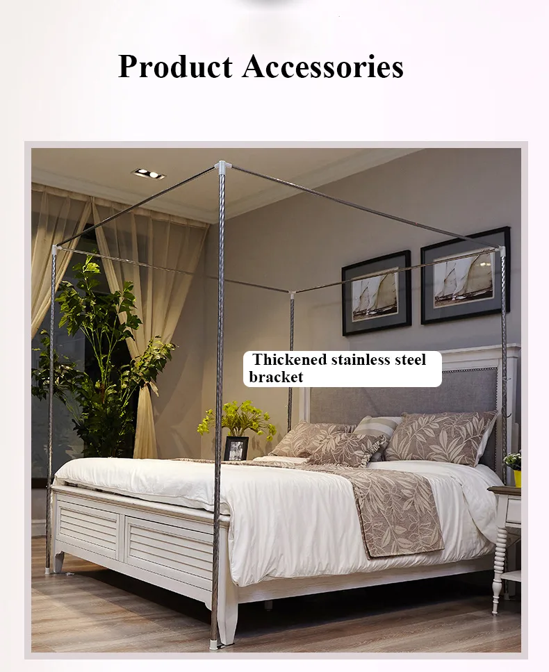 New Princess-style mosquito net with three openings, floor-standing frame, and high-density, thickened mesh New Princess-style mosquito net with three openings, floor-standing frame, and high-density, thickened mesh