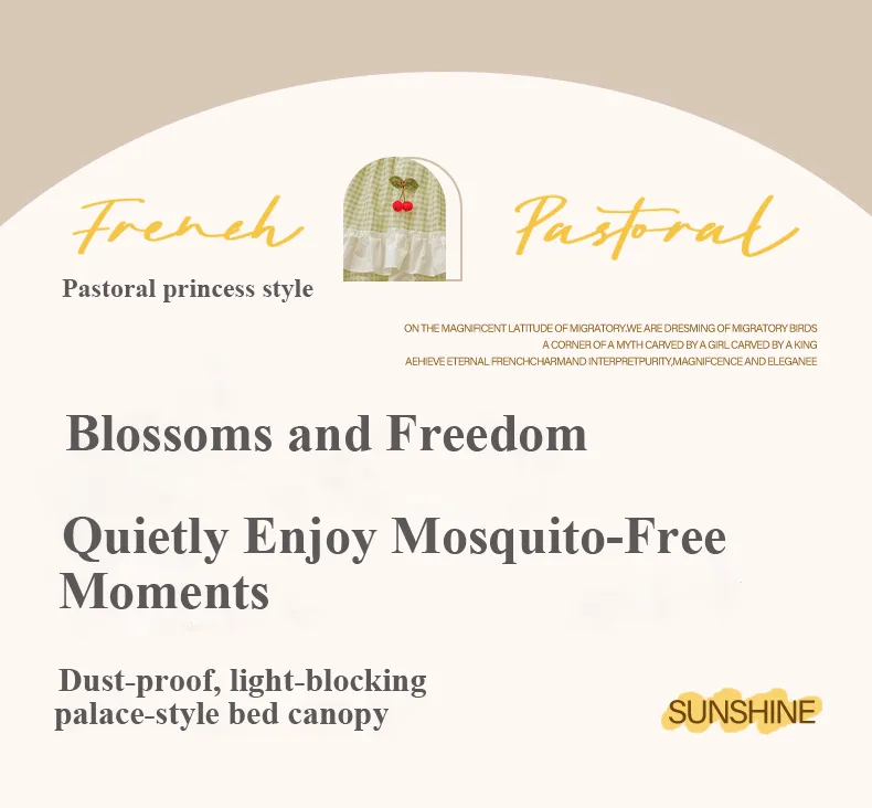 Pastoral-style floor-length plaid mosquito net with a princess-court aesthetic Geyu Green Pastoral-style floor-length plaid mosquito net with a princess-court aesthetic Geyu Green