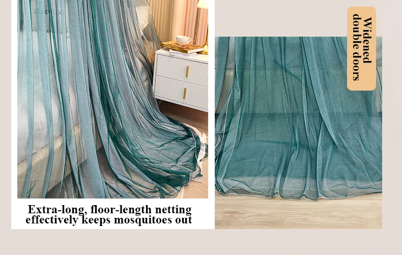 Qianshan Duixue Dark Green New Blackout Double-Layer Bed Canopy with Dome and Ceiling Mount