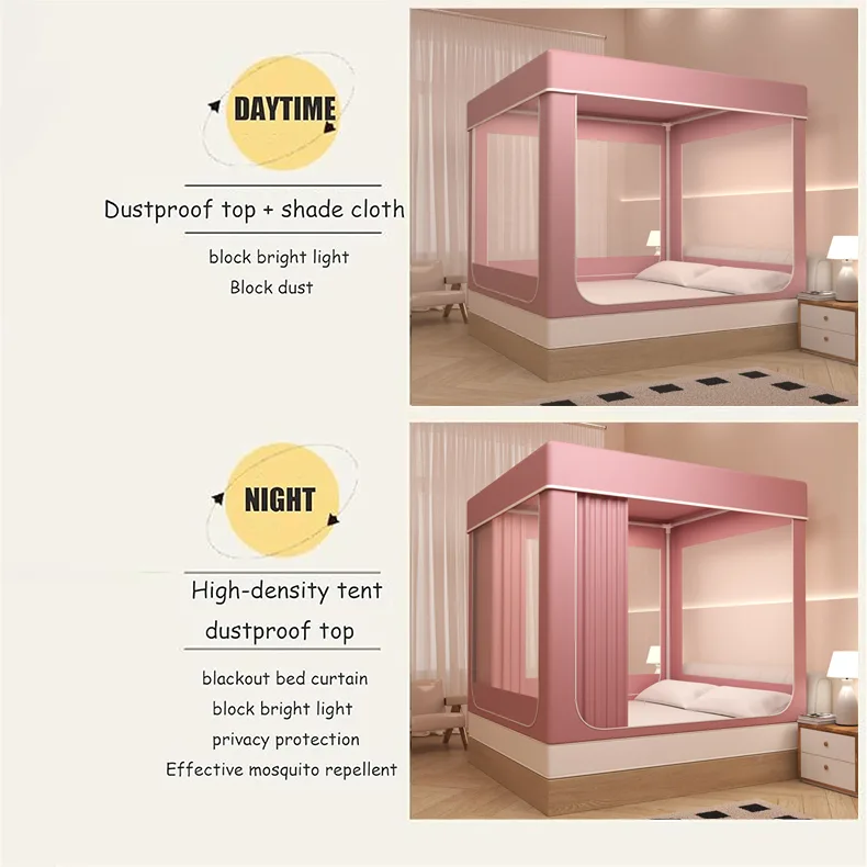 girly pink Portable Dream Bed Tent 80% Blackout with 3 Doors Breathable Private Space Sleeping Tent girly pink Portable Dream Bed Tent 80% Blackout with 3 Doors Breathable Private Space Sleeping Tent